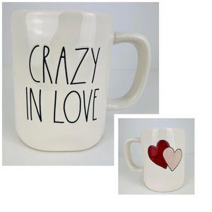 Rae Dunn Valentine's Coffee/Tea Mug "CRAZY IN LOVE" LL Double Sided NWOT 16 oz